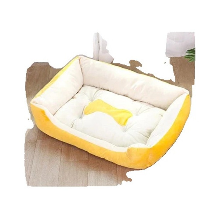 Culcus pentru animale, confortabil, galben, L80x60x15cm