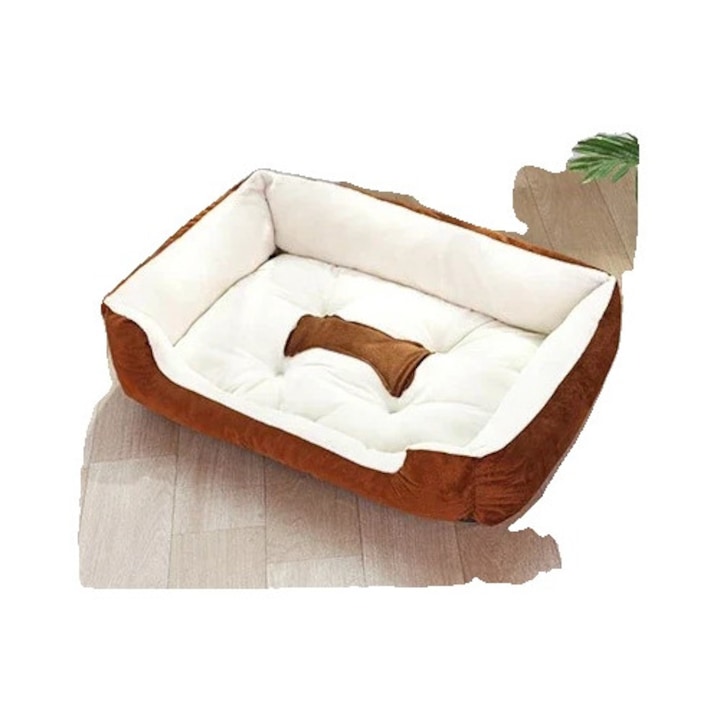Culcus pentru animale, confortabil, calduros, maro, L80x60x15cm