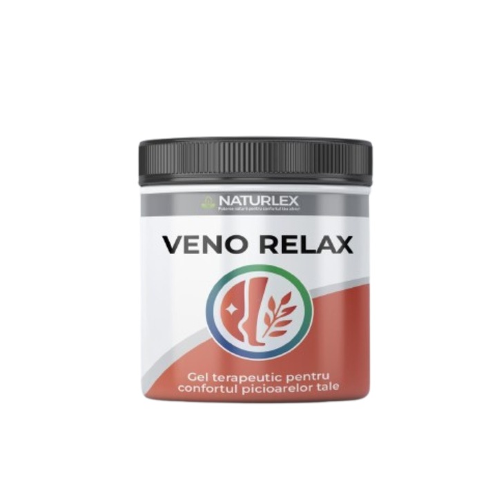 Gel masaj terapeutic pentru picioare obosite, picioare grele, circulatie sangvina, varice, Veno Relax, continut de Castan Salbatic, Ghimpe, Ulei de lavanda, Ulei de cimbru, Ulei de eucalipt, 275ml