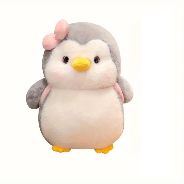 Плюшен пингвин, VeliumCraft, 23 см, с черна папионка, супер сладък и пухкав модел, розов