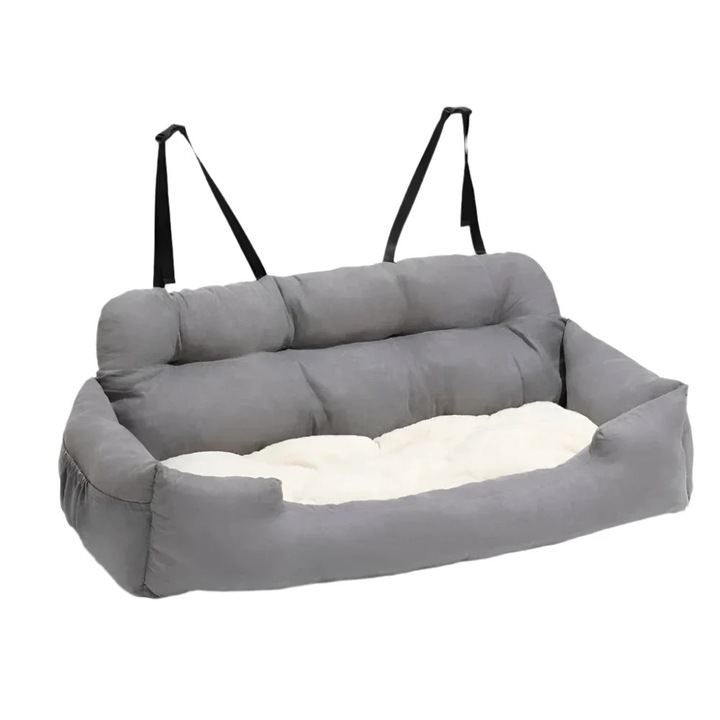 Покривало за кола за кучета, сгъваем хамак, дебел памук, 100x42x37см, светло сиво