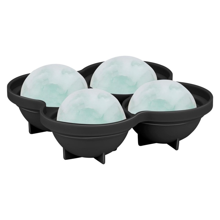 Forma pentru bile de gheață, Alpina, 4 bile, negru/gri, 15x15x6.5cm