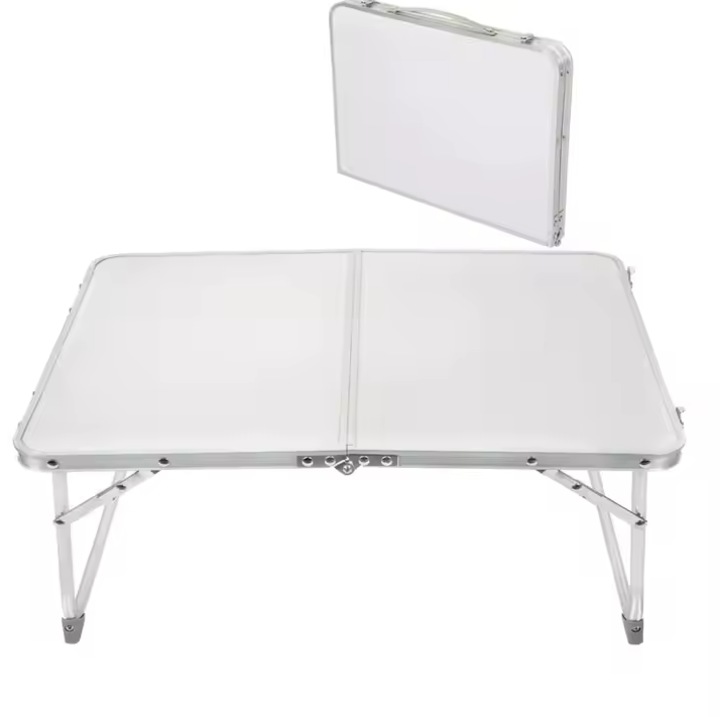 Маса, Zola, туристическа, сгъваема като куфар, товароносимост 20 кг, алуминиева рамка, MDF, 60 x 40 x 25 см, бяла