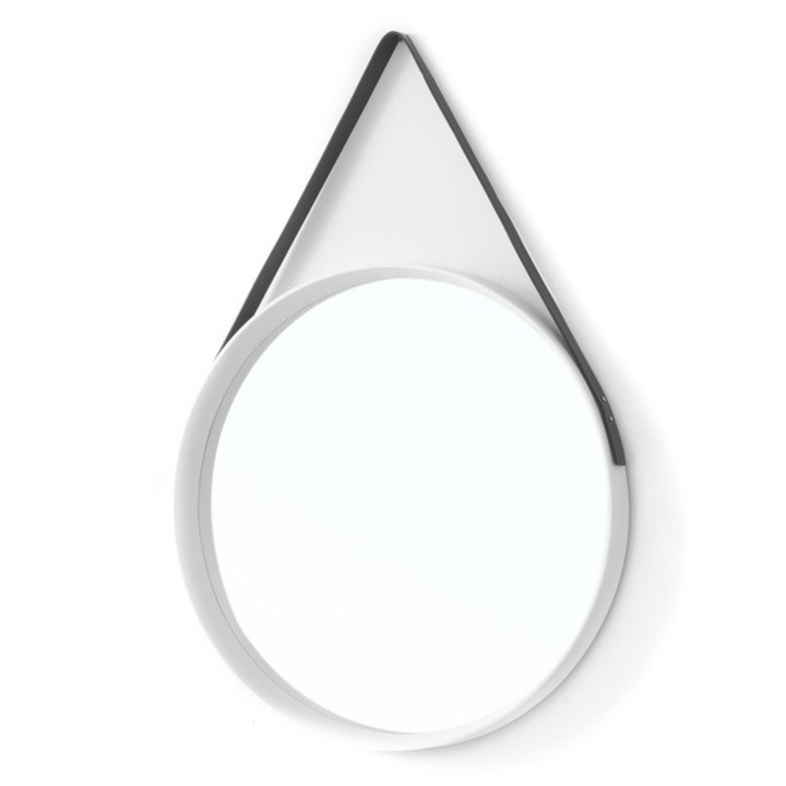 Oglindă decorativă Giftdecor, rotundă, albă, 51cm, montare ușoară