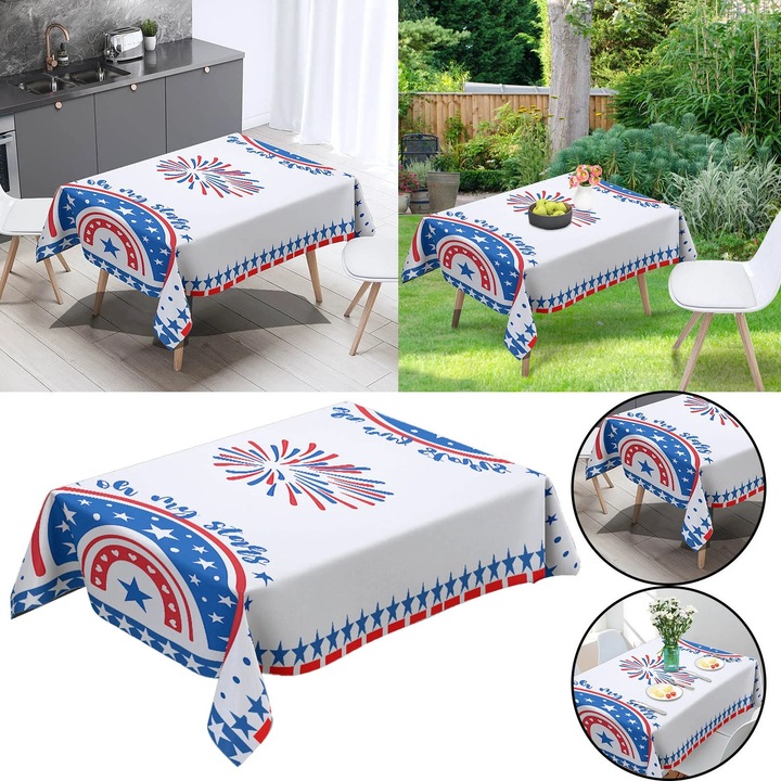 YANYXR BCS3164455 asztalterítő, pamut-poliészter keverék, hazafias Independence Day mintával, többszínű, 70 x 70 cm