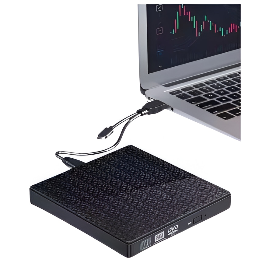 Unitate optica externa Tradebit DVD CD, 2 USB 3.0, cititor card SD