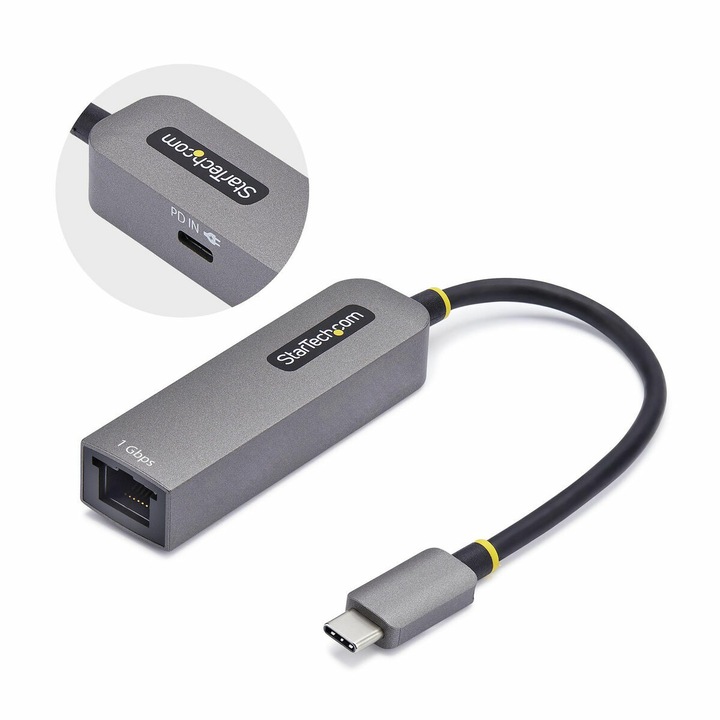 Adaptor USB la Ethernet Startech, 10/100/1000 Mbps, gri, 5V