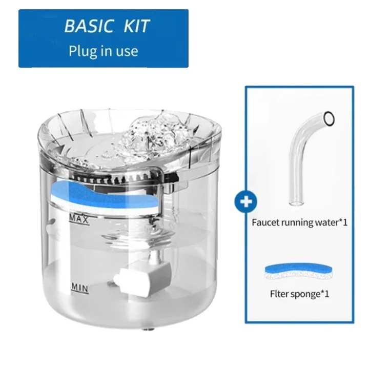 Dispenser apa pentru pisici, kit de baza, 2L, mod fantana si robinet, functionare ultra-silentioasa