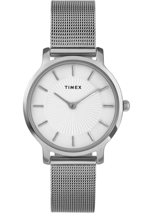 Ceas dama Timex Transcend, quartz, argintiu, 34mm, bratara inox