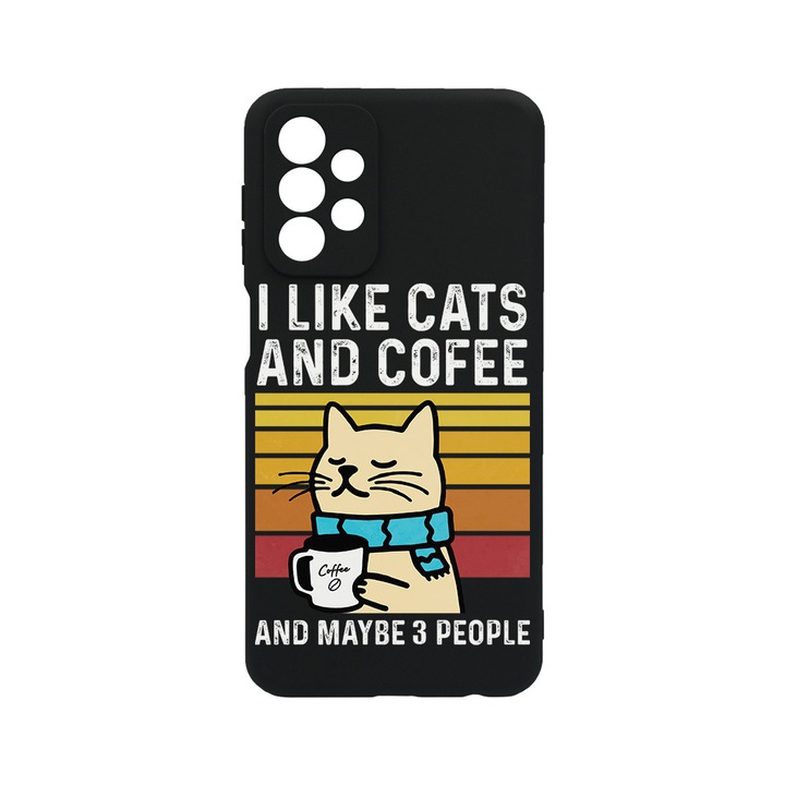 Силиконов калъф BestCase за Samsung Galaxy A53 5G, Cats And Cofee, Slim SIlicon 0.8MM, Camera Protection, Black, 1396474 B 1851