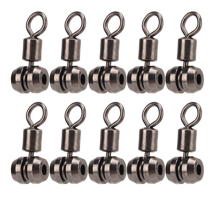 Set 10 inele pivotante de pescuit T din alama, pentru apa dulce si sarata