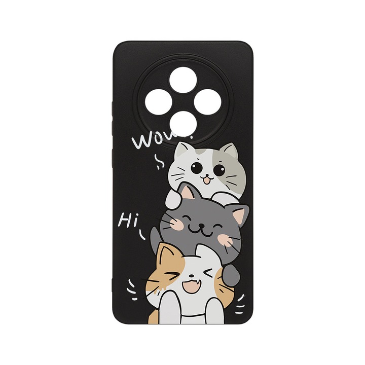 BestCase 0.8mm Slim Szilikon telefontok, kompatibilis modell Xiaomi Redmi 14C / Redmi A4 / Poco C75, Cat Wow, Kamera védő, Fekete, 2022874 B 1855