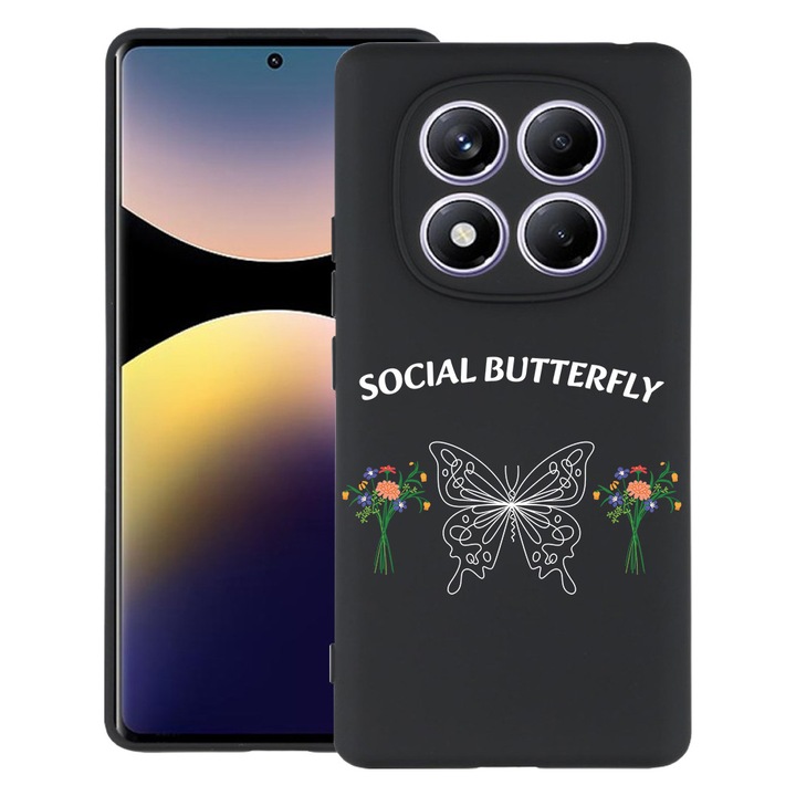 BestCase® Husa Slim Silicon pentru Xiaomi Redmi Note 14 Pro Plus, Social Butterfly, 2022876 B 1888