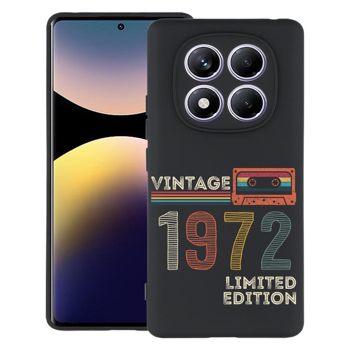 BestCase® Husa Slim Silicon pentru Xiaomi Redmi Note 14 Pro Plus, Limited Edition 1972 - Vintage Tape, 2022876 B 1968