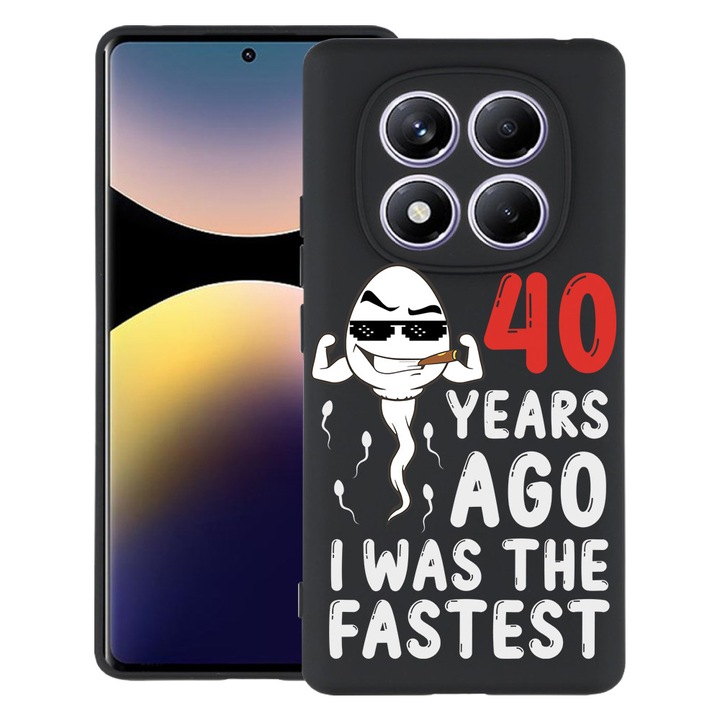 BestCase® Husa Slim Silicon pentru Xiaomi Redmi Note 14 Pro Plus, 40 Years ago I Was the fastes, 2022876 B 1900