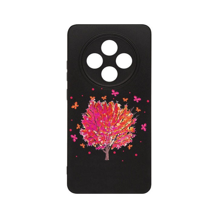 BestCase 0.8mm Slim Szilikon telefontok, kompatibilis modell Xiaomi Redmi 14C / Redmi A4 / Poco C75, Butterflies Tree, Kamera védő, Fekete, 2022874 B 1846