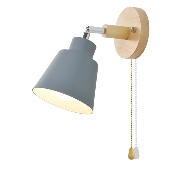 Aplica de perete, moderna, ABS, gri, cu intrerupator, ajustabila, E27