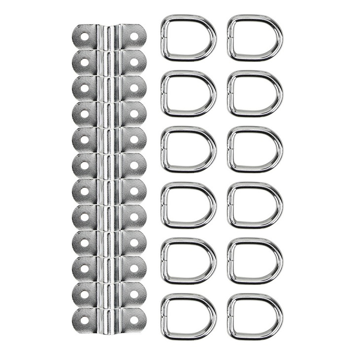 Ancora D-ring pentru remorca, otel galvanizat, rezistenta 1200 lbs, argintiu, dimensiuni standard