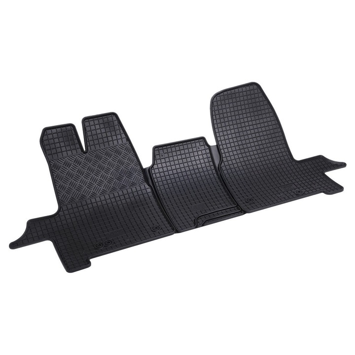 Set 3 covorase Ford Transit Custom (1+2) 3M 2012-2023, din cauciuc 100%, compatibile cu autoturismul FORD Transit