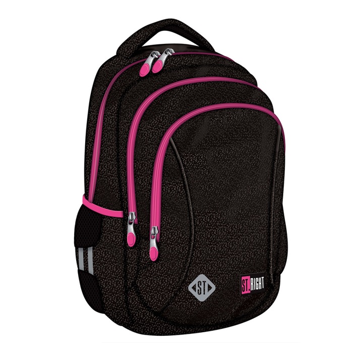 Bp26 St Right Fekete Csillámos Hátizsák 3 Rekesszel, 39x27x17 Cm