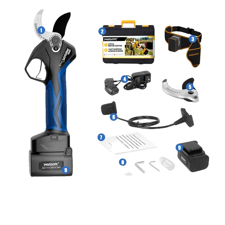 Foarfeca de gradina cu acumulator, PRU36, 36mm, doua baterii, albastra