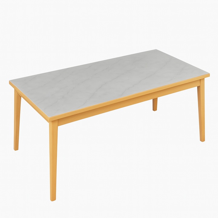 Protectie de masa, PVC siliconizat, 1.2 mm grosime, 80 x100 cm, model marmorat alb/gri cu insertii argintii