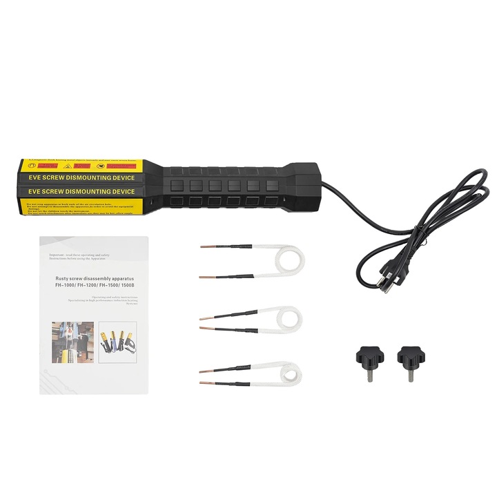 Indukciós ventilátoros fűtőberendezés, 1000 W, fűtési hőmérséklet 800 °C, fekete és sárga, méretek 7,2 x 39,5 cm