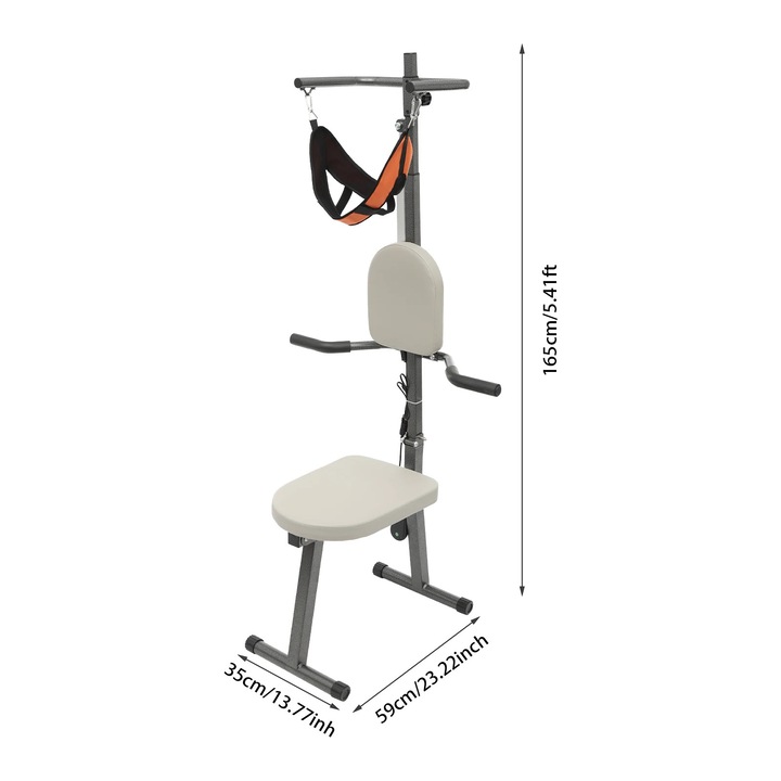 Scaun de tractiune cervicala, Electric cu telecomanda, Decompresie cervicala, Reglabil, Amelioreaza durerile de spate si gat, Alb