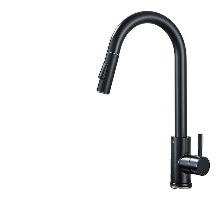 Fürdőszobai csaptelep, D típus, matt fekete, süllyeszthető kifolyóval, pultra szerelhető, 1 lyukkal