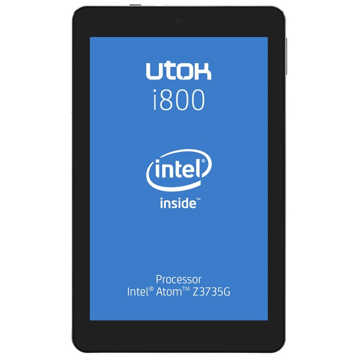 UTOK i800BS tablet, Intel® Quad-Core Z3735G 1.33 GHz-es processzorral, 8", IPS, 1GB DDR3, 16GB, Wi-Fi, Bluetooth, Windows 8.1, Fekete