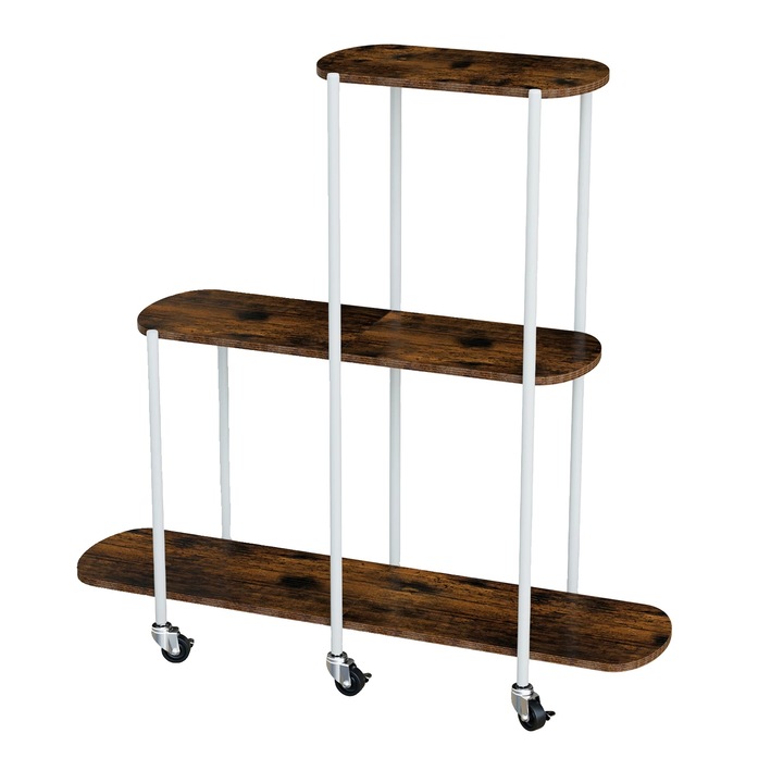 Suport pentru flori, design mobil, 3 etaje, alb, 110x30x107cm