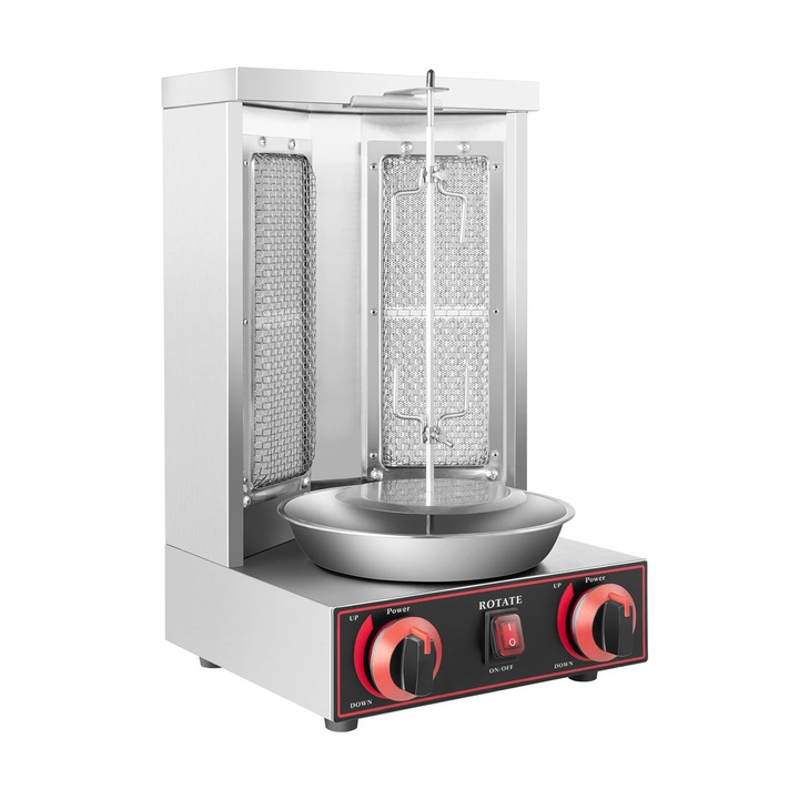 Grătar electric vertical kebab/shawarma CG-25, 3000W, 2 arzătoare, inox, gri, capacitate 8 kg