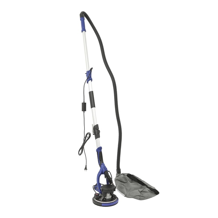 Slefuitor electric pentru gips-carton, Slefuitor pentru pereti si tavane, 850 W, 800–1800 rpm, 6 Viteze, LED, Sac colectare praf, Cap reglabil 0–90°, Verde