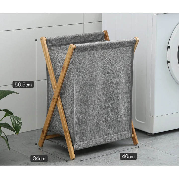 Cos de rufe, Eco-Friendly, design pliabil, 40 x 34 x 56.5 cm, Gri/Maro