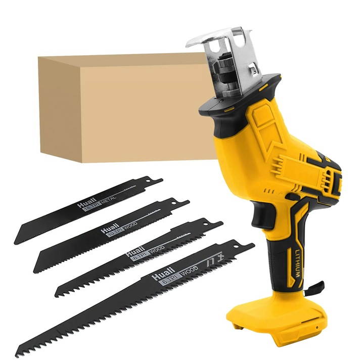 Ferastrau sabie fara fir, Fierastrau alternativ, 0–3500 curse/min, Viteza variabila, Fara acumulator, Versiune UE, Pentru lemn & bricolaj, Auriu