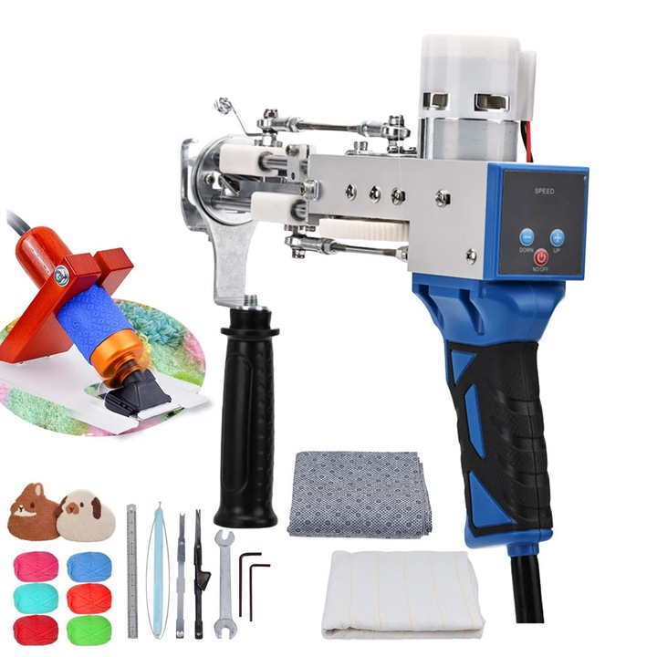 Tűzőpisztoly, digitális sebességszabályozással, könnyű kialakítás, kék, készlet