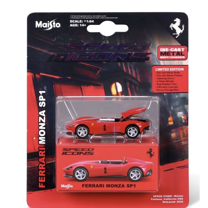 Maisto - Speed Icons Ferrari Monza SP1 piros öntött fém autó 1/64 méretarány