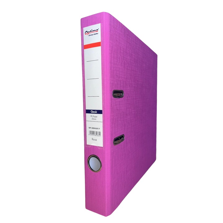 Biblioraft А4, ламинирана хартия/PP, метален кант, 50 мм, Optima Classic - розова