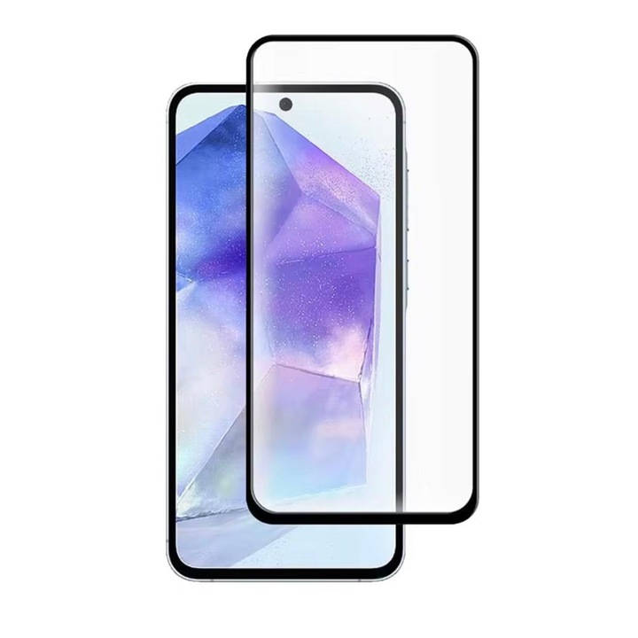 Folie protectie ecran din sticla securizata, compatibila cu Samsung Galaxy A55 5G, Full Glue, Full Cover