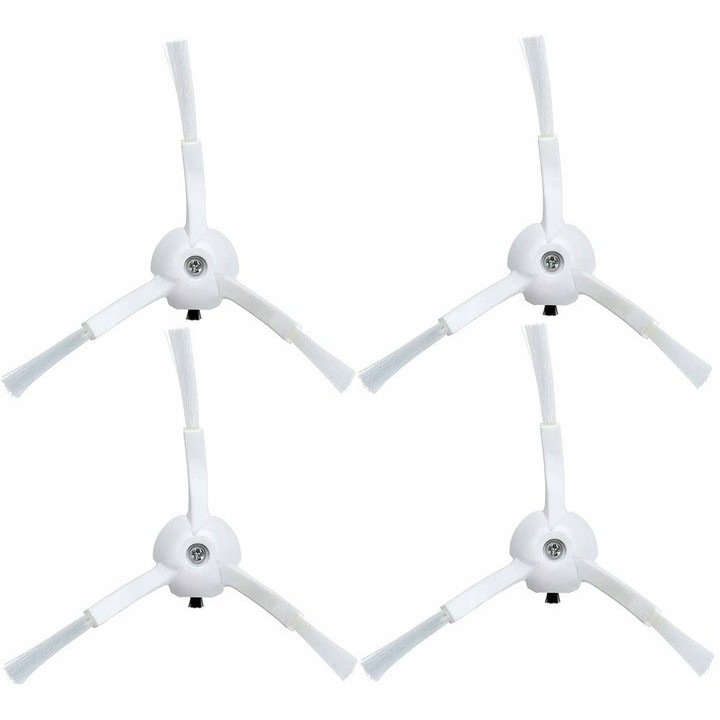 Oldalsó kefe (side brush) Bisanti robotporszívóhoz, kompatibilis Roborock S50/S55/S5/S6/S7/S8/E4/E5/Q5/Q7/Q8 modellekkel, forgó csavaros csere, fehér, 4 darab