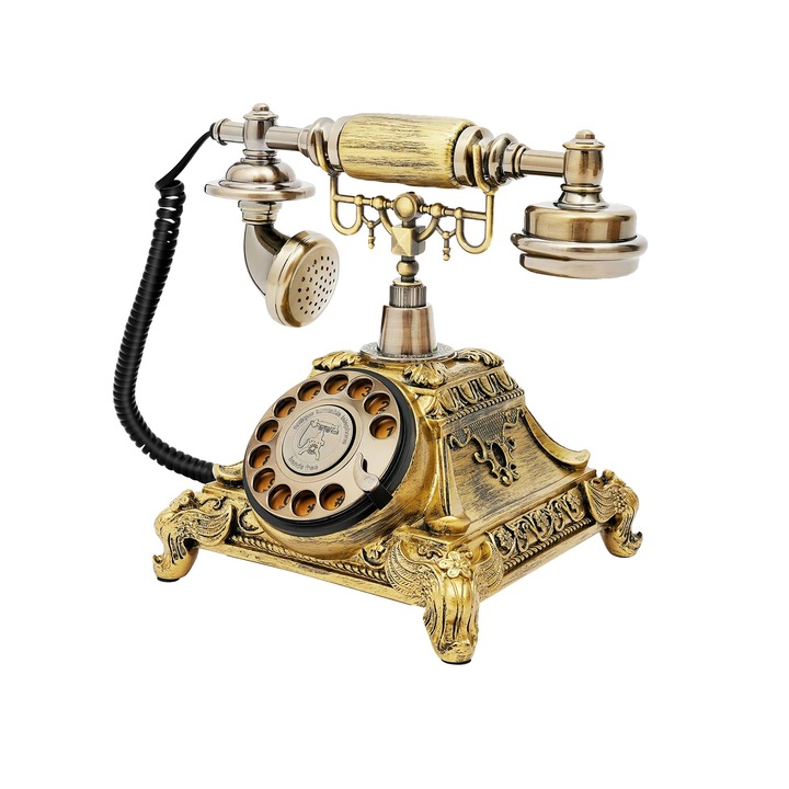 Decoratiune Telefon Vintage cu Discuri, Stil Retro European, Design Elegant, 25.5 x 17.5 x 20.5 cm