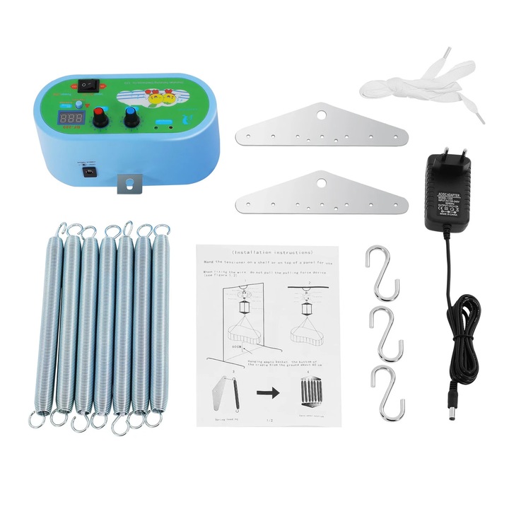 Leagăn electric pentru bebeluși, Primar, 20kg, pendulare automată, cu controler, ușor de curățat