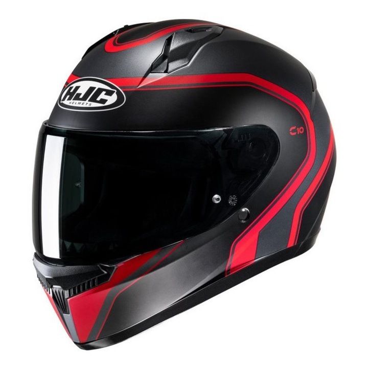 Casca moto, HJC, Vizor transparent, Sistem de ventilatie avansat, Negru / Rosu