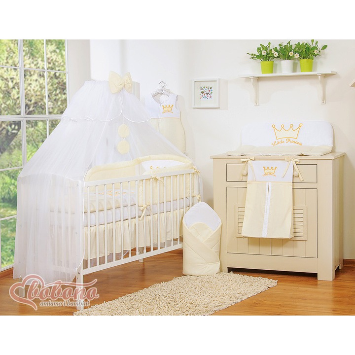 Moskitiera universala Bobono, 470x160cm, cu doua functii, dantela satinata, alba, set complet