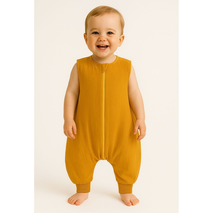 Sac de dormit pentru copii My Sweet Baby, muselina, 2-4 ani, 92x38x54cm, galben mustar, TOG 1.0