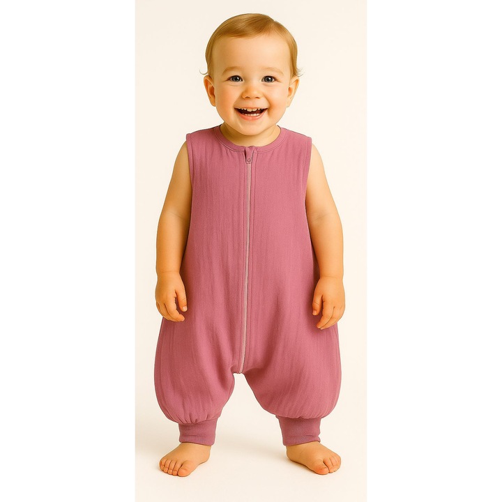 Sac de dormit pentru copii My Sweet Baby, muselina, 2-4 ani, TOG 1.0, culoare roz retro, dimensiuni 92x38x54cm