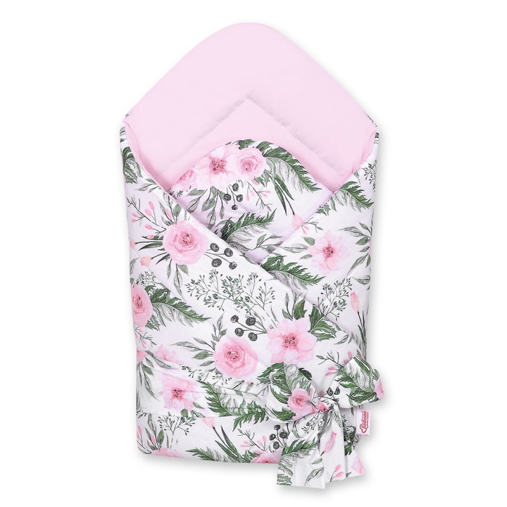 Бебешко одеяло Bobono, розово, 77x77 см, с кант, изработено от памук със сертификат OekoTex