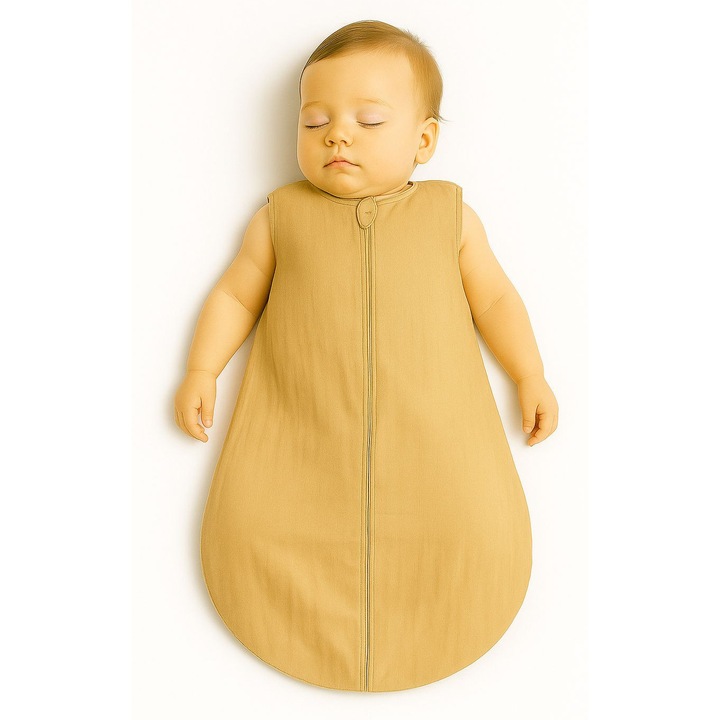 Sac de dormit muselina My Sweet Baby 0-6 luni rotund camel 65x28x45 cm