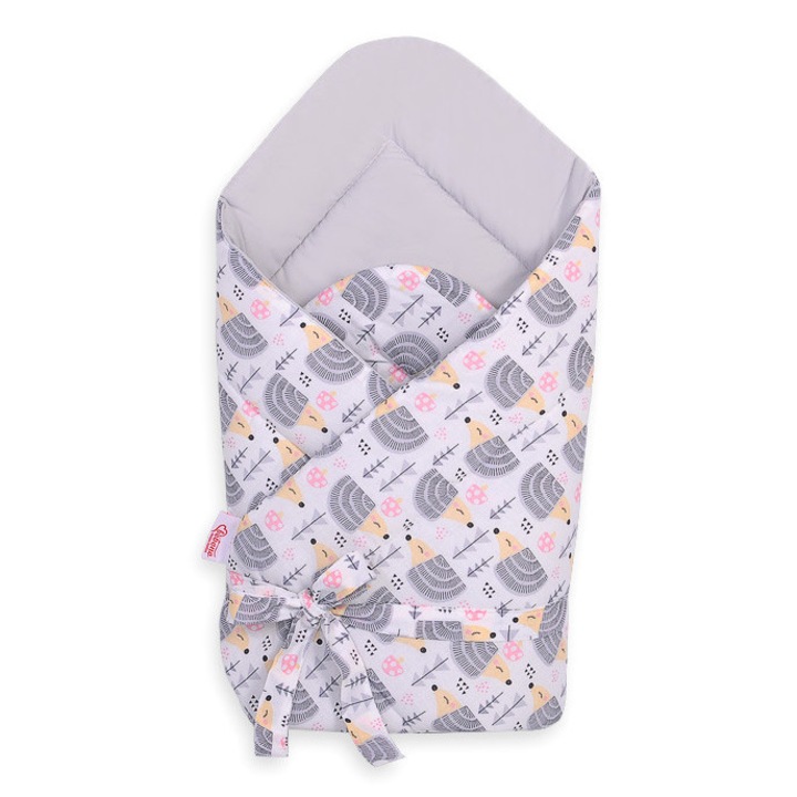 Бебешко одеяло Bobono, 77x77см, 100% памук, хипоалергенно, сиво