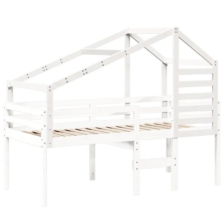 Pat de copil, alb, 188x82x113 cm, pin